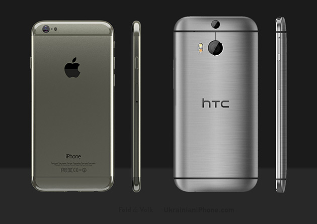 HTC one m8  и iPhone 6 рядом
