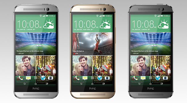 Три цвета HTC ONE m8 лицевой стороной